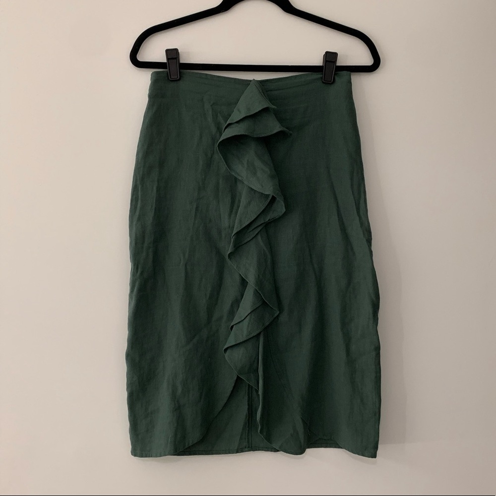 Zara Basic - Linen Pencil Skirt with Ruffle